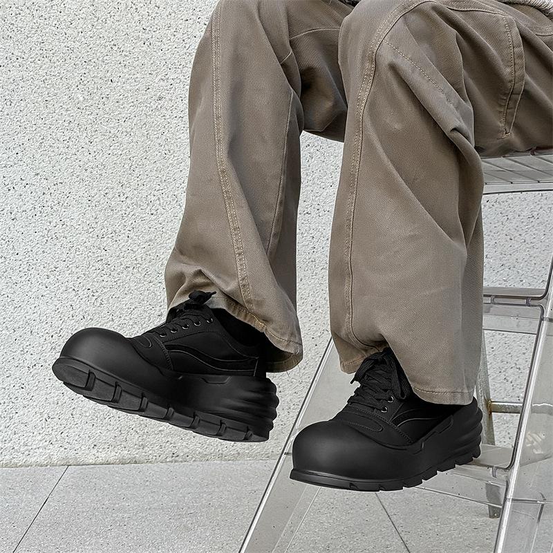 Niche American Thick-soled Heightening Sports Canvas Shoes Big Head Men's Muffin Bottom Trendy Dad Shoes 24923-J