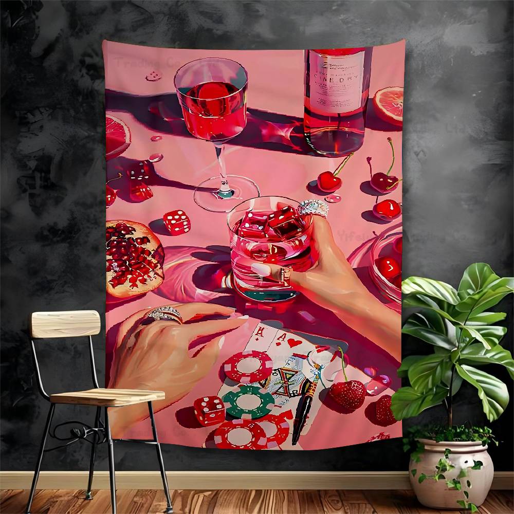 

Pink Style Art Cartoon Tapestry Hippie Flower Wall Carpets Dorm Decor Art Home Decor 74x94cm(29x37in)