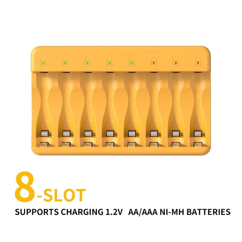 Intelligent LED Display Battery Charger With 8 Independent Slots For Batteries Batteries Disc Rechargeables