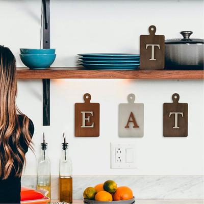 Yousheng Wooden Eat Sign Set Cutting Board Kitchen Decor Sign Rustic Wall Art Eat Sign for Home Dining Room Restaurant Coffee Shop