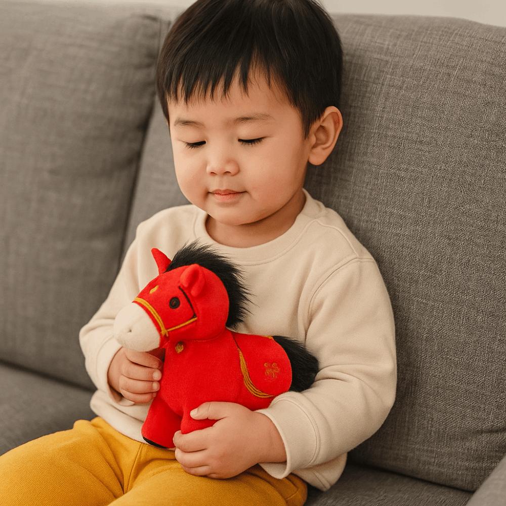 Chinese Style Plush Horse Doll Fluffy Zodiac Pony Figurine Cartoon Steed Doll  Home Decoration