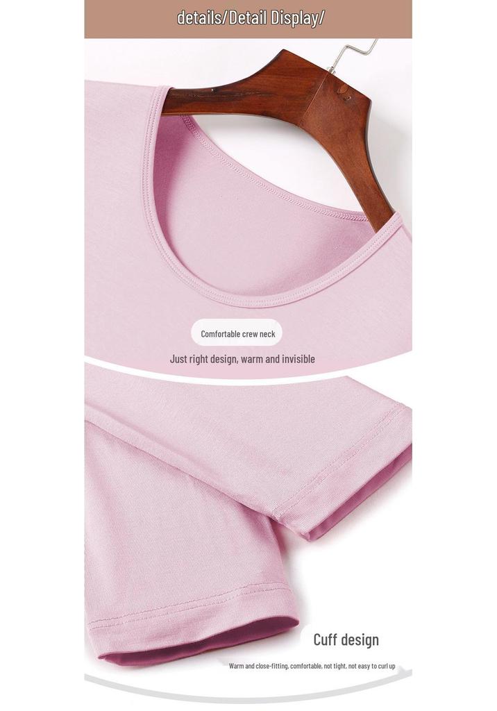Modal Autumn Women's Plus Size Thin Long Johns & Long Sleeve Top Set, Cotton-Wool Blend Knitwear, Warm Base Layer.