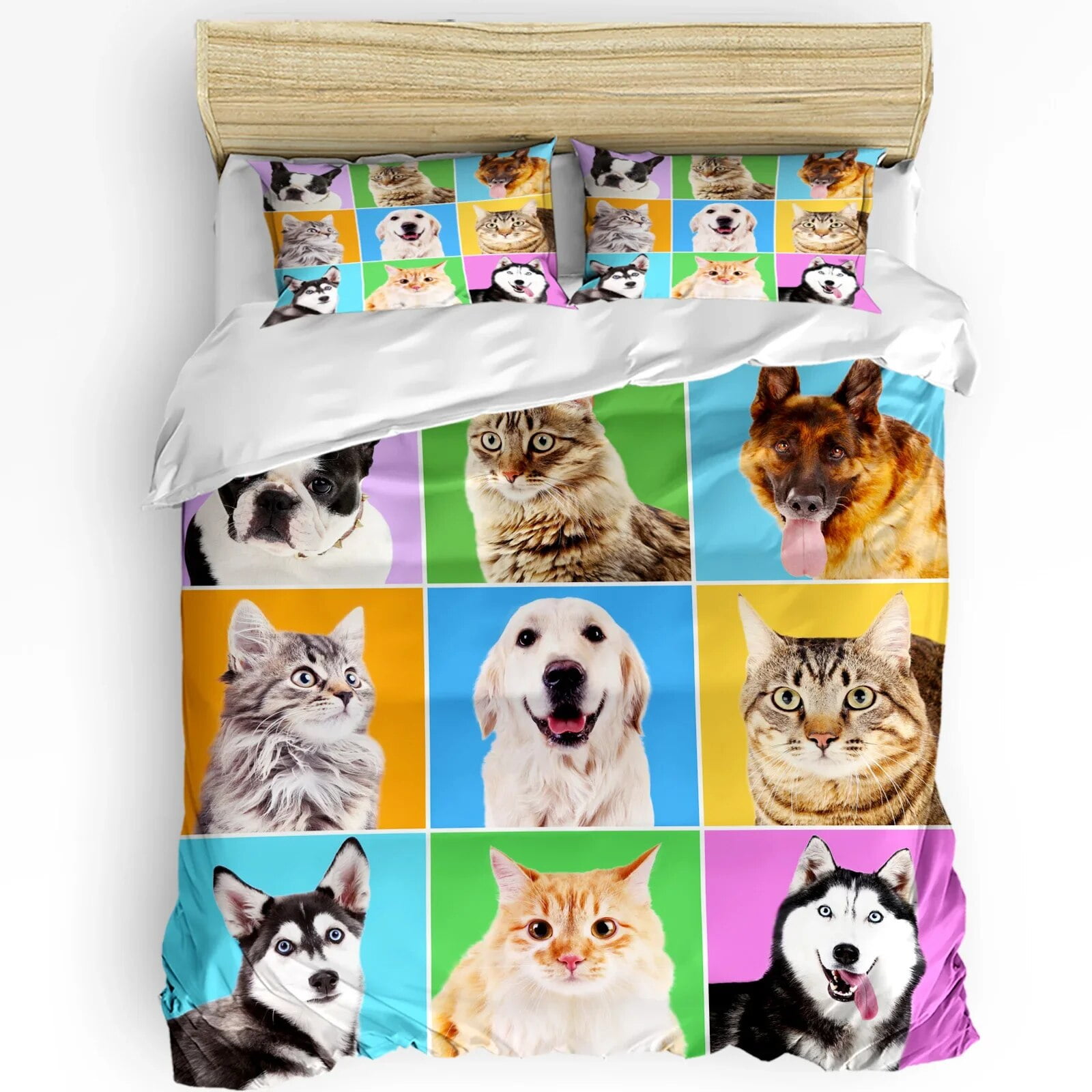

Adorable Pink Christmas Beding Set featuring Carton Pug Dogs in Santa Hats Soft Duvet Cover Suitable Children Kids plus Adult Peoples Soft Warm 120*200cm Single