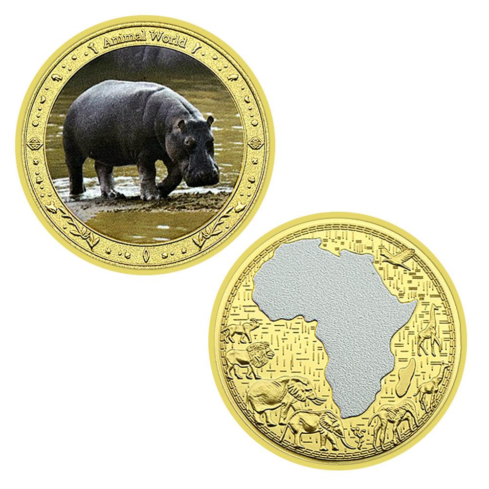 Six colored animal collection commemorative coins, collection gifts, commemorative medals, and badges