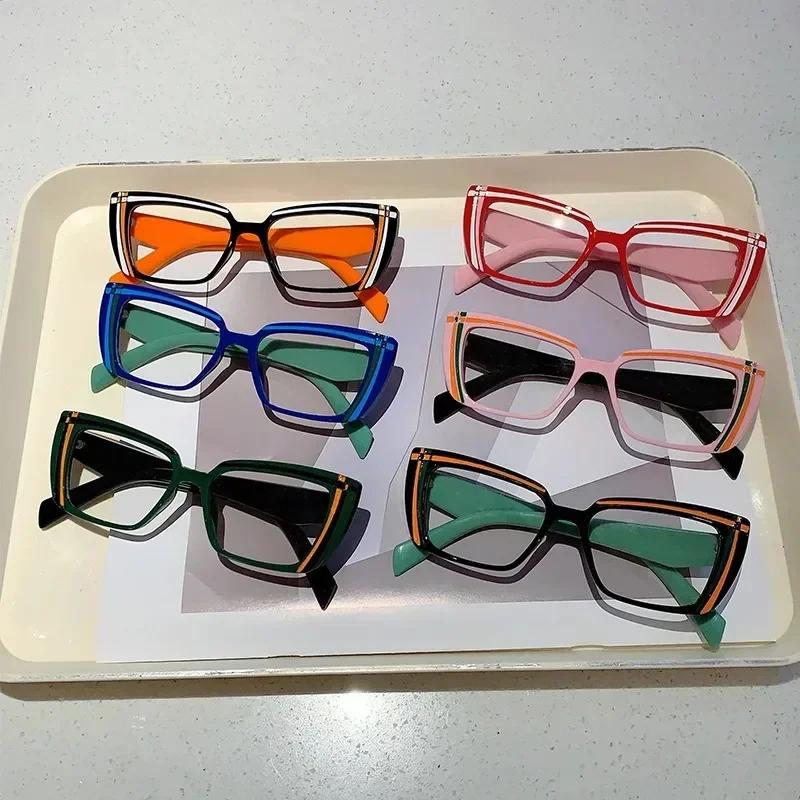 Vintage Cat Eye Glasses Women  New Fashion Multicolor Rim Eyewear Trendy Stylish Design Blue Light Blocking Eyeglasses