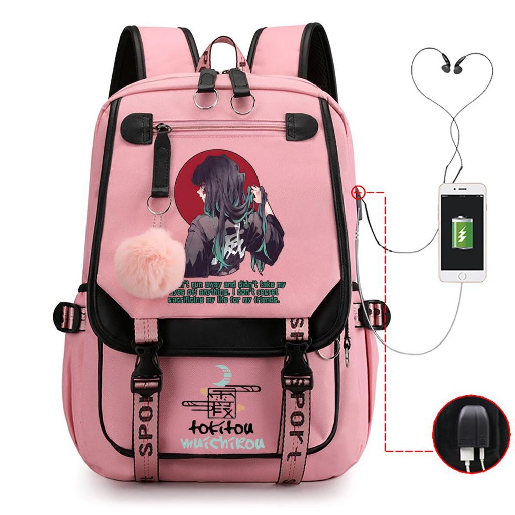 Ghost extermination surrounding animation schoolbag large capacity with usb academy wind junior high school student casual backpack