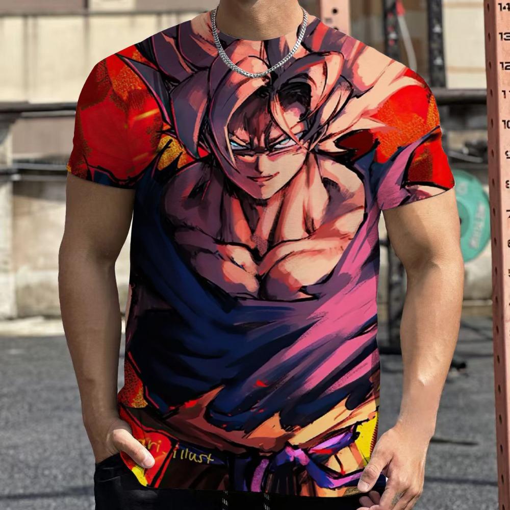 2026 Fashion Dragon Ball 3D Harajuku Men's T-Shirt Summer Short Sleeve Crew Neck Goku Vegeta Casual Versatile Top