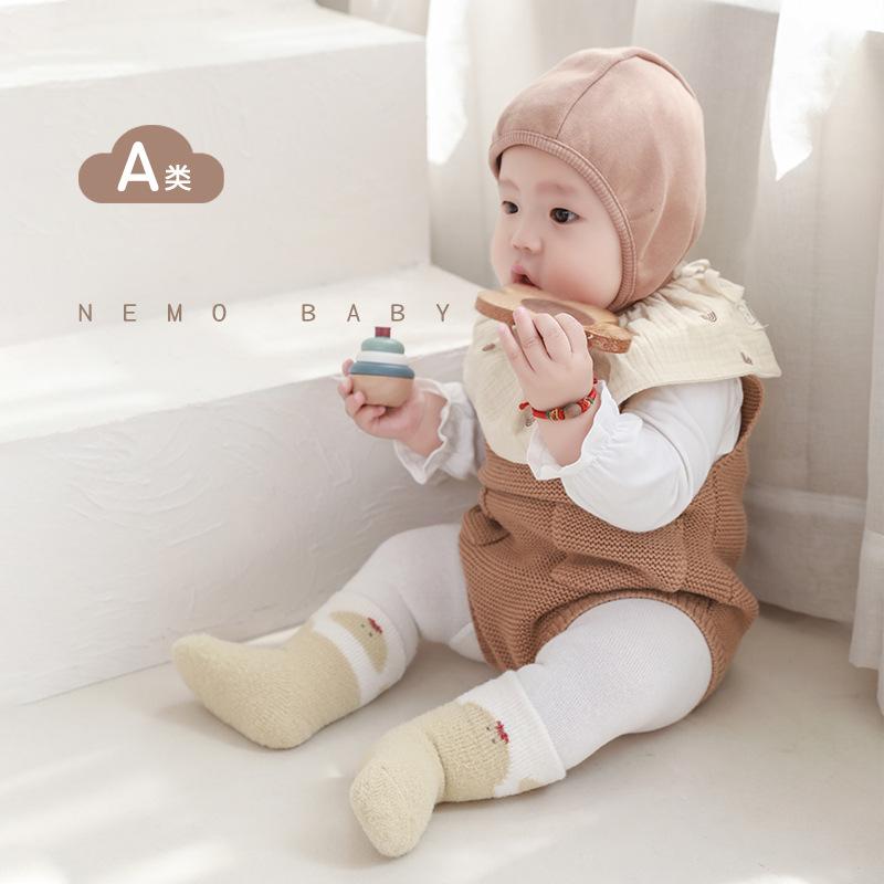 Chaussettes d'hiver pour nouveau-né, épaisses et chaudes en velours, mignonnes chaussettes tube à dessin animé