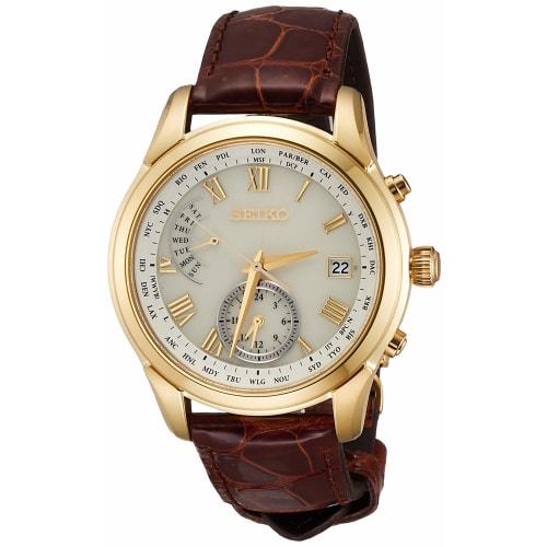 

Чоловічий сонячний радіокерований наручний годинник Seiko BRIGHTZ SAGA312 з дизайном для ділового стилю, титановим корпусом і ремінцем з крокодилової шкіри