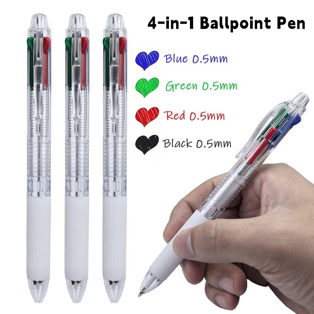 Four-color Ballpoint Pen Transparent Rod Multi-color Writing Pen New Gel Pen  School Office