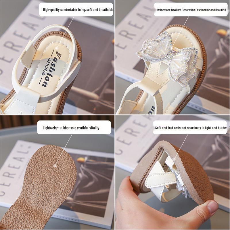 Girls' 2026 Summer Open-Toe Princess Sandals: Soft Sole, Stylish Beach Shoes