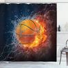Basketball Shower Curtain For Boys Teen Ball Sports Bath Curtain Waterproof Fabric Bathroom Accessories With Hooks
