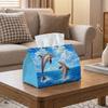 1pc Coastal Tropical Natural Tissue Holder- Stylish Tissue Dispenser Featuring Dolphin Ocean Wave Blue, Made from Durable Polyester Fabric for Home, P