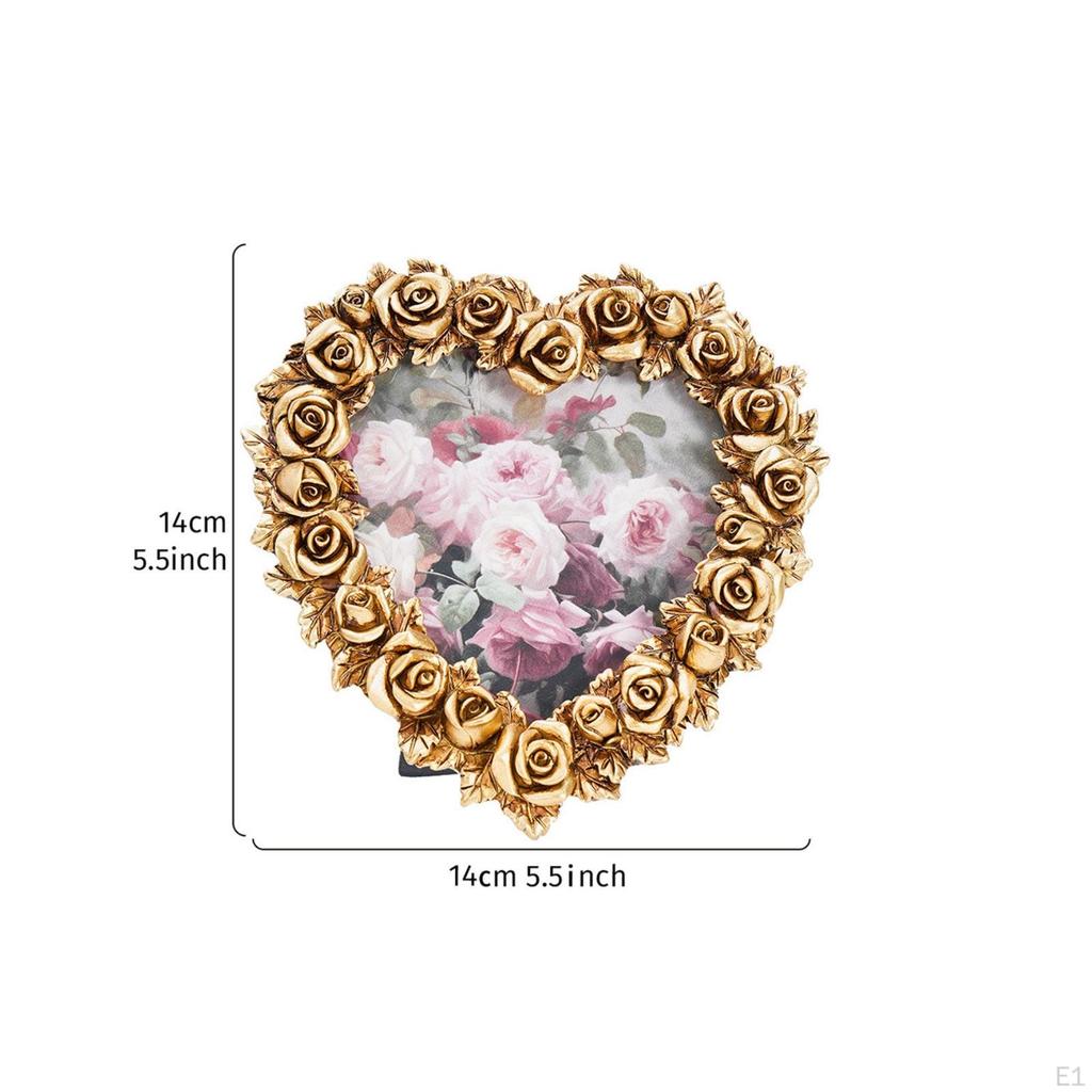 HeartShaped Photo Frame Antique Gilded Picture Ornate Decoration for Brides,