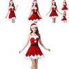 Red Velvet Women Christmas Costume With Soft Touch Santa Claus Dress And Hat