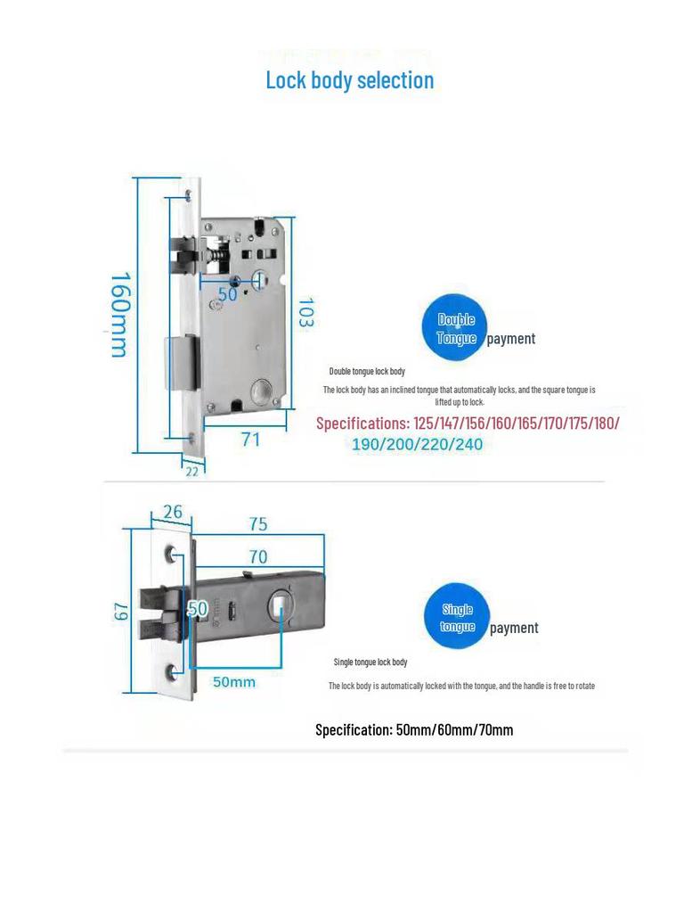 Smart Stöldskydd Fingeravtrycks- och Lösenordsdörrlås, för Hushåll, Hotell, Lägenhet, Innerdörrar - One-Grip Öppningsteknik.