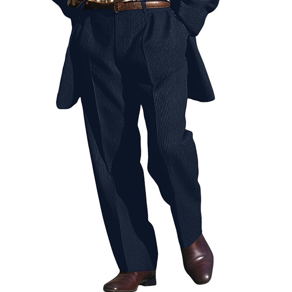 Men's High- Pleated Corduroy Pants - Classic Fit Dress Pants