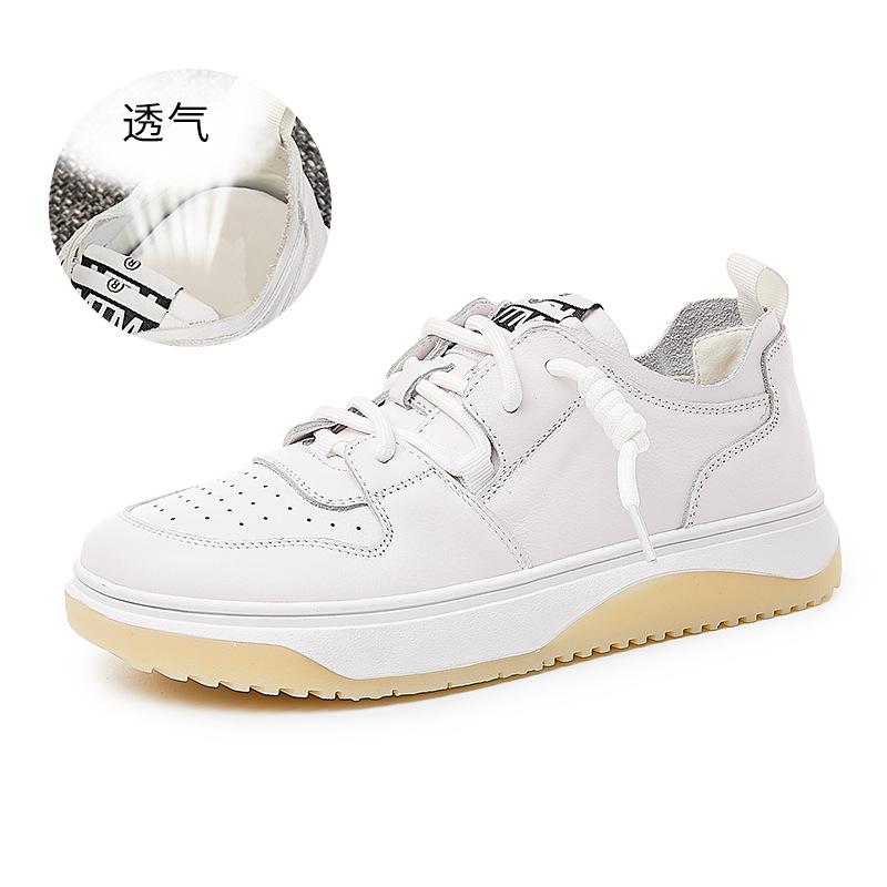 

Первый слой из коровьей кожи, белые туфли, женские, весна 2025, новые одинарные туфли, женские туфли с большой головкой и плоской подошвой, одна педаль, натуральная кожа, женские туфли 35 белый