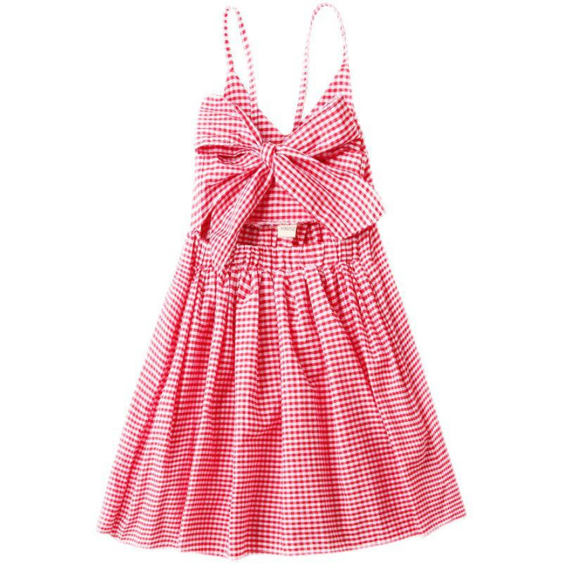 Kariertes Hosenträgerkleid für Mädchen im Sommer 2023 – Prinzessinnen-Outfit im koreanischen Stil