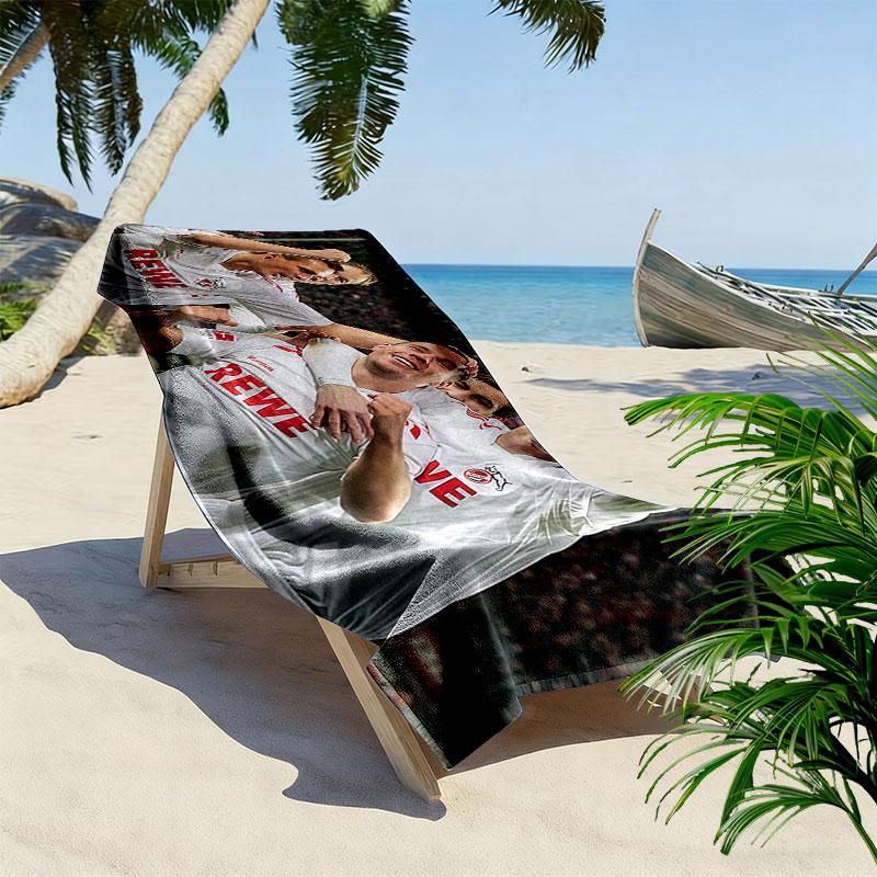 1. FC Köln Players Print Beach Towel, Large Soft Quick Dry Towel for Beach Camping Swimming