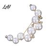 Rhinestone Brooch Pin Curved Design Imitation Pearl Lapel Versatile Daily Wear Pearlescent Texture Badge for Coats Shirts Scarves Accessories