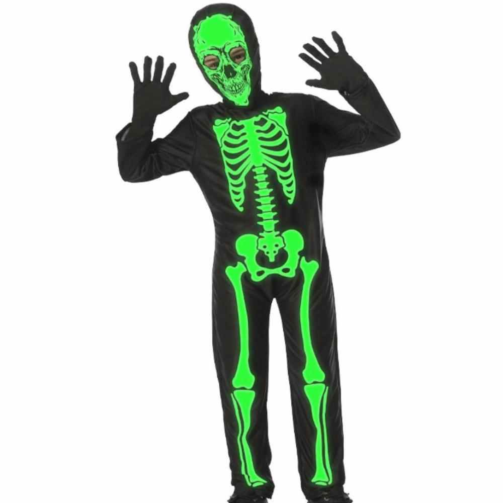 Bones Skull Costumes Luminous Halloween Dress Up Fashion Halloween Cosplay Costumes  Children