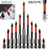 Rafford Anti Slip Bits Magnetic Screwdriver Bit Set S2 Alloy Steel Impact Resistance Bits-3/6/12Pcs Suitable for Electric Drills