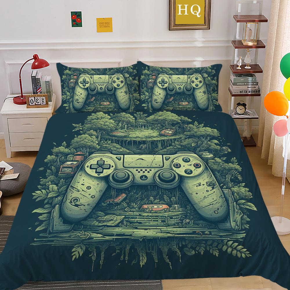 Set de husă de pat cu imprimare pentru consola de jocuri 3D Lenjerie de pat pentru acasă Lenjerie de pat de o singură dimensiune pentru băiat Copil