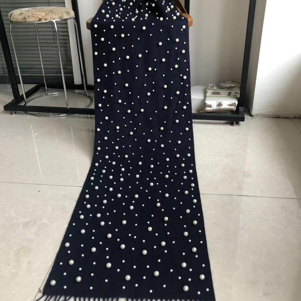 Dámský šátek/šála z čisté vlny s korálkovými třásněmi - Teplo perel DPW035