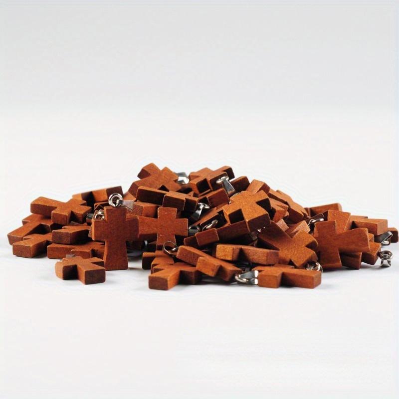 

10 шт. Мини-ожерелье с крестиком Ручной работы Подвеска-крестик с пряжкой Подвеска-крестик Сделай сам Маленькая деревянная подвеска-крестик 10PCS