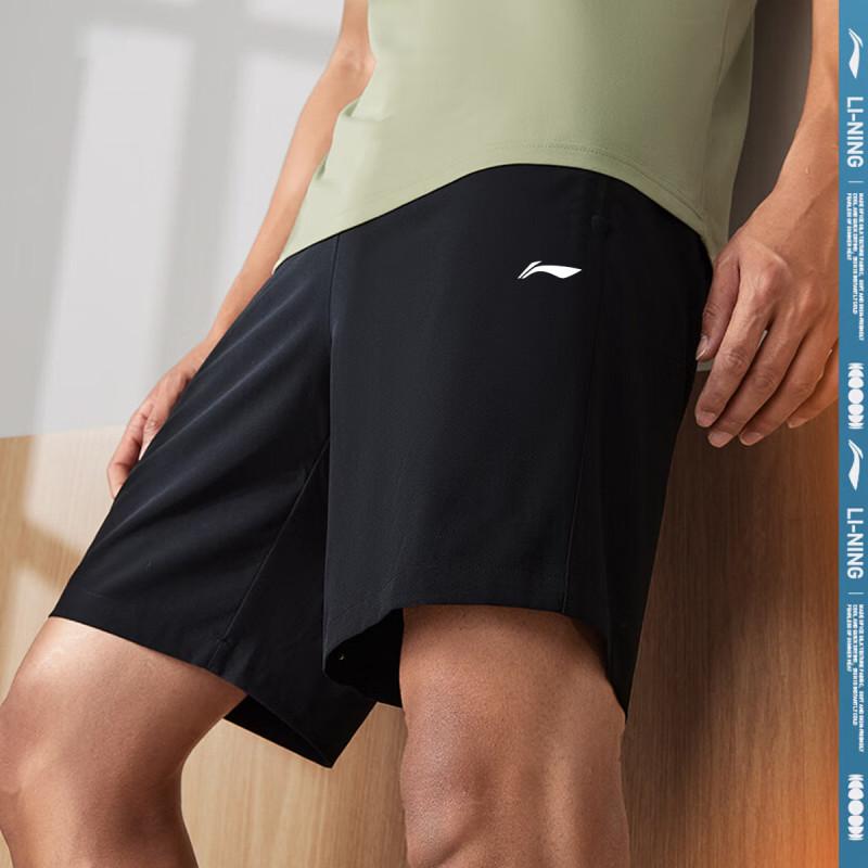 Li-Ning Breathable Five-Point Sports Shorts Men Shorts Black AKSU789-1