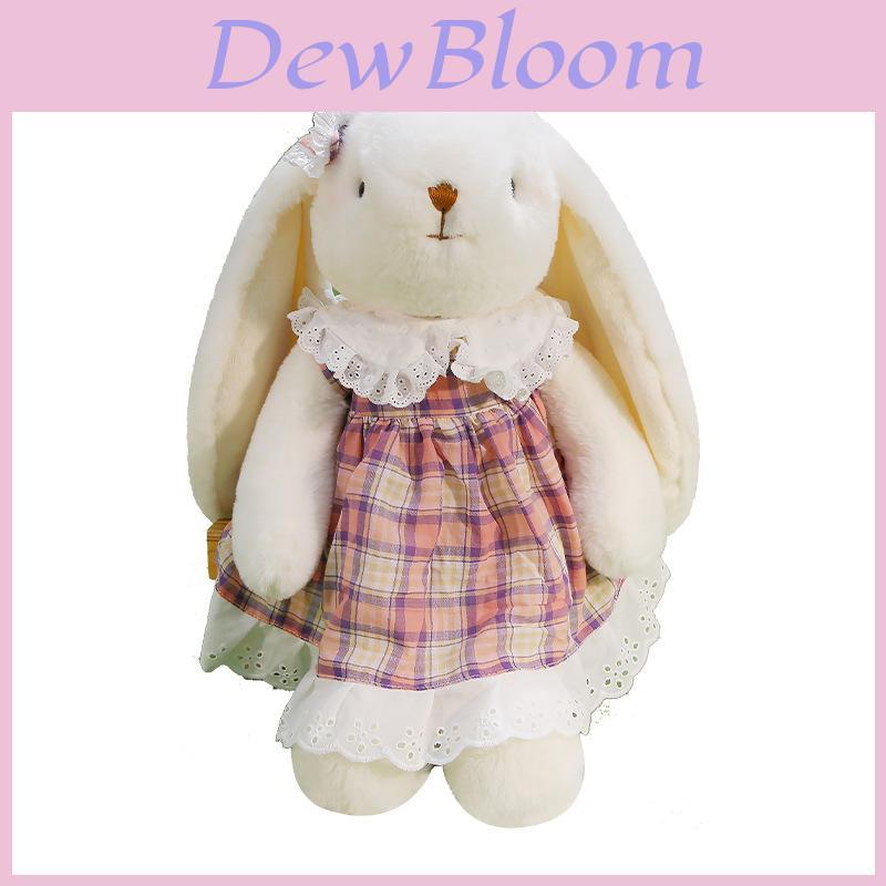 Plush Rabbit Toy With Bow And Dress Decoration Fur For Kids Birthday Gift
