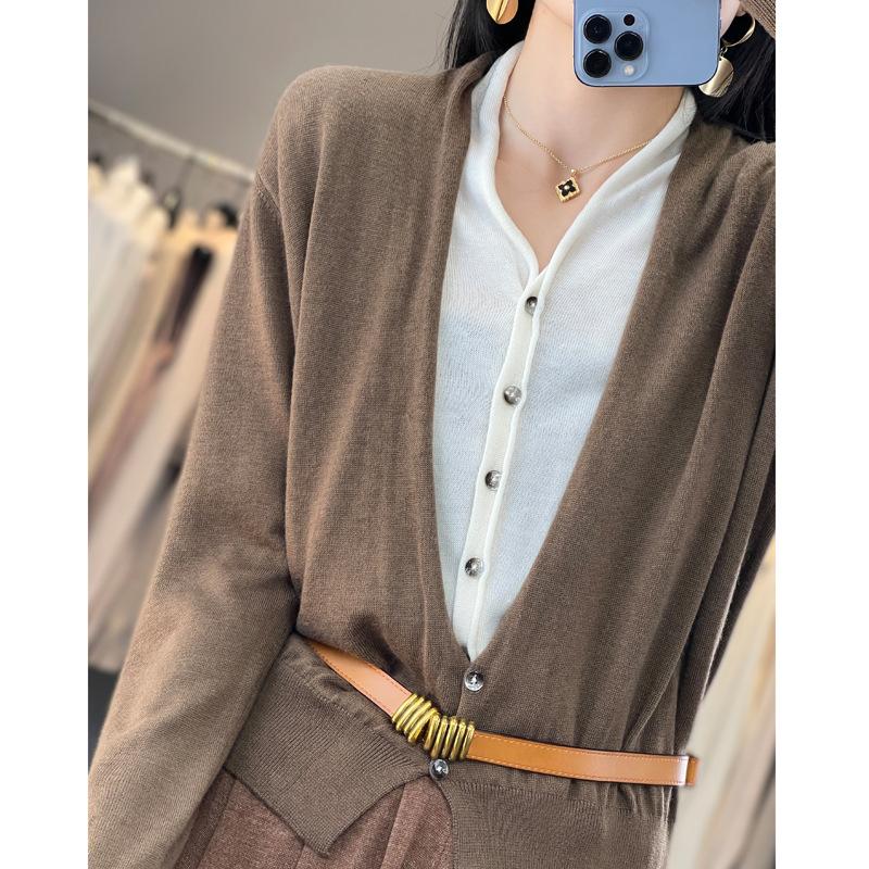 

Color Matching Fake Short-sleeved Two-piece Long-sleeved Cardigan Sweater Temperament Loose Age-reducing Top XXL верблюд