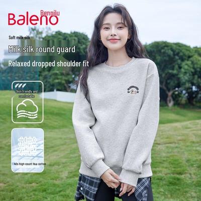 Baleno Women's Milk Silk Long Sleeve Round Neck Sweatshirt