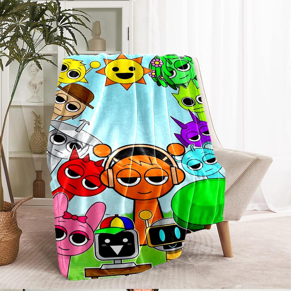 Coperta stampata a tema Sprunki - Perfetta per divano, letto, viaggi e uso all'aperto | Lavabile in lavatrice, accogliente e resistente.
