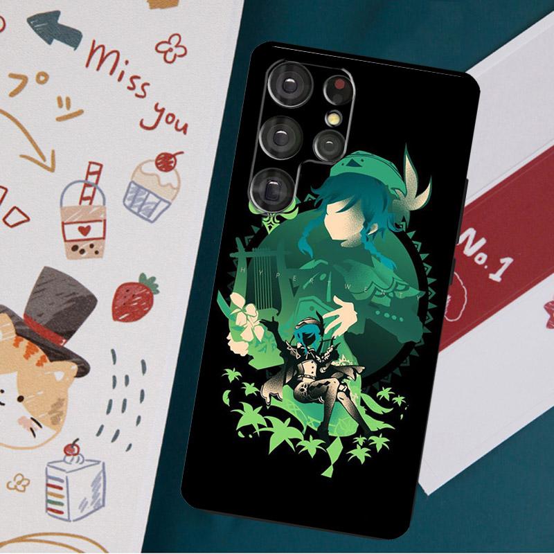 Husa de telefon Genshin Impact Venti pentru Samsung Galaxy S23 S21 S22 Ultra S8 S9 S10 Note 10 Plus S20 FE Cover