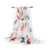 Women Faux Silk Scarf Flower Print Long Soft Scarf Sun Protection Beach Travel Outdoor Lightweight Shawl