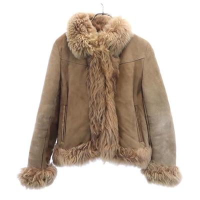 ALTE 90er Lederjacke 9 beige Boa-Futter Damen Gebraucht