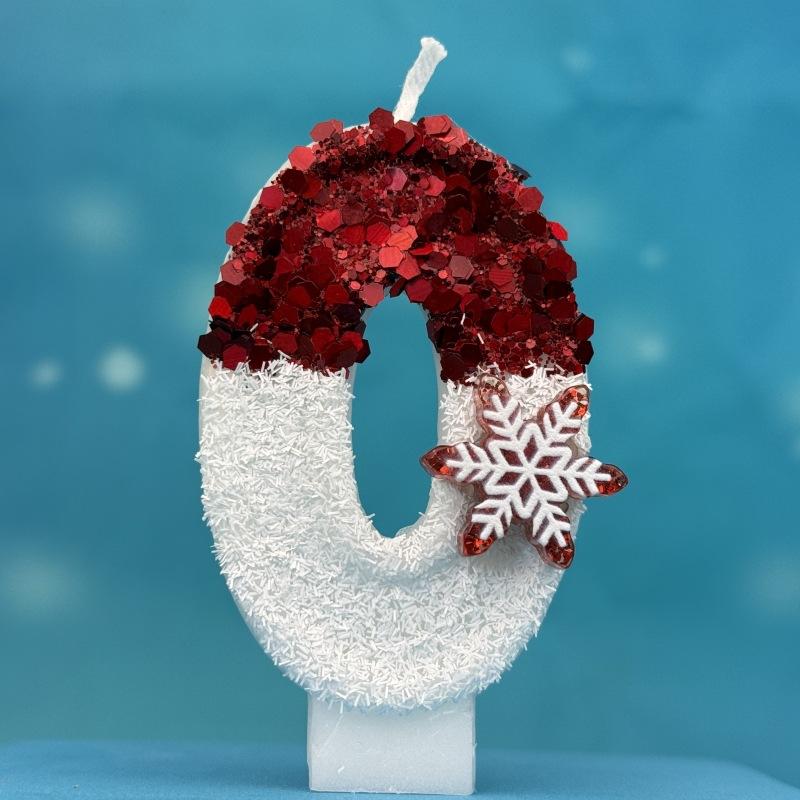 Creative Ice and Snow Digital Birthday Candle Cake Party Decoration Birthday Celebration Wax Diy Red and White Snowflakes
