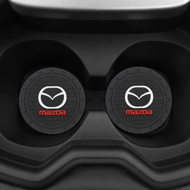 2Pcs Car Water Cup Mat Rubber Anti Noise Coaster For Mazda 2 3 6 5 Atenza CX3 CX5 MX5 CX7 Axela CX30 CX90 CX60 CX50 MX30 CX9 RX8