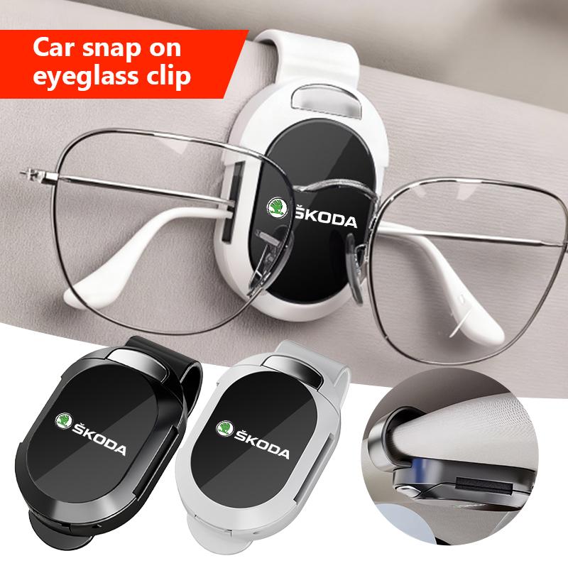 WJAS5 Car Visor Sunglasses Holder Clip Eyeglass Holder Car Accessories For Skoda Rapid Octavia Derivative Enyaq-iV VisionS Yeti Scala