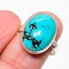 Tibetan Turquoise Gemstone 925 Sterling Silver Jewelry Ring Size Adjustable KJ-467