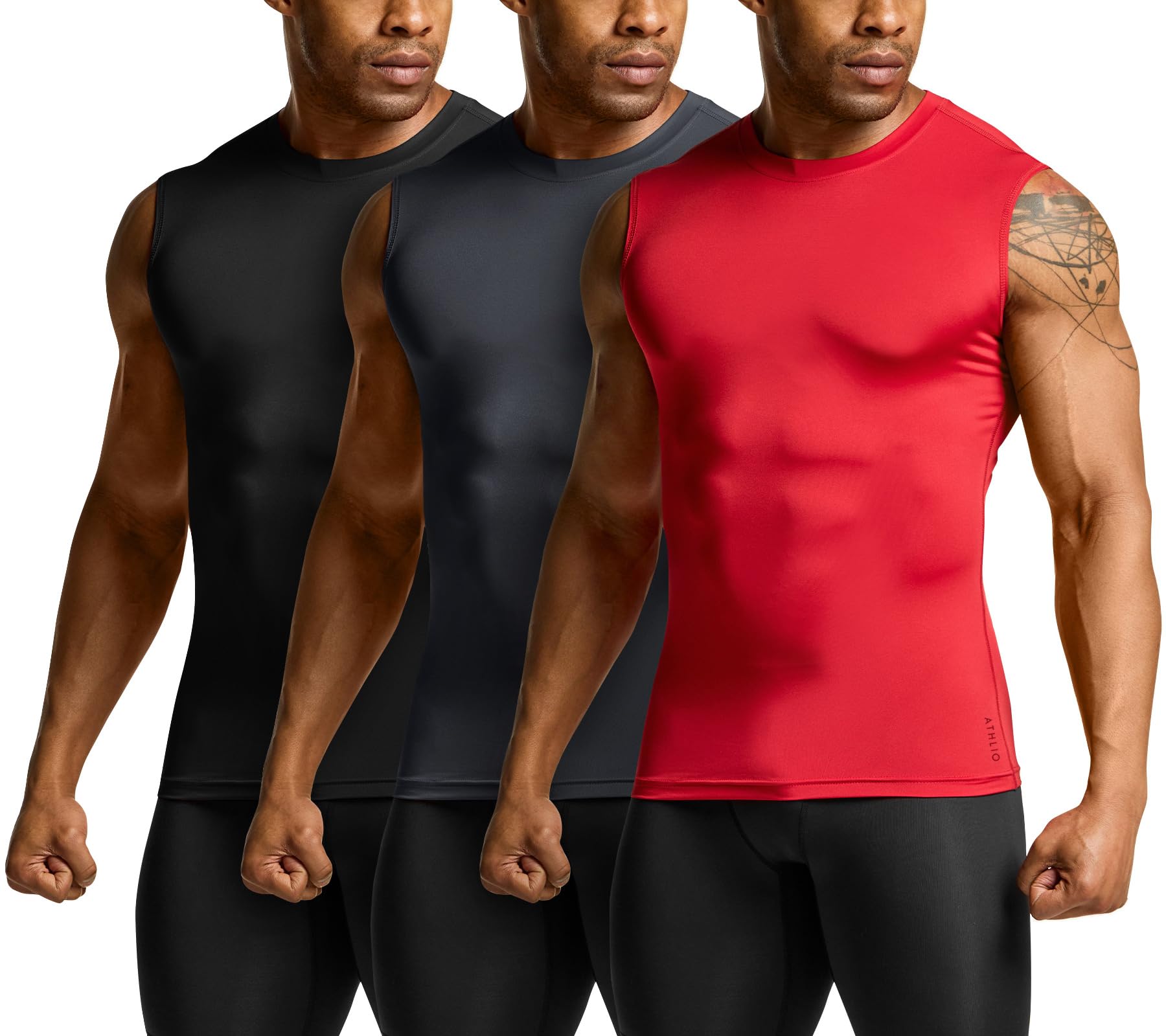 

Компрессионная одежда для комплекта майки UV Sweat Quick Sports [ATHLIO] Мужчины, Топ, Без рукавов, 3, Защита, Впитывающий, Сушка, Тренировки, Бег, Фитнес,