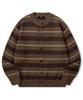 TRILLION Washable Hairy Striped Button Cardigan Knit_Brown
