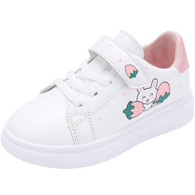 Girls' sports shoes 2025 autumn and winter new little white shoes breathable leather board shoes middle and older children and students flat sneake