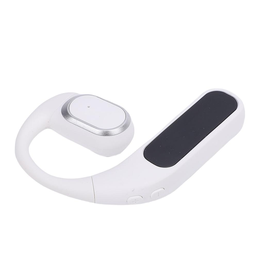Wireless Bluetooth Earphone Digital Display Water Proof Over Ear Bud with Ear Hook for Mobile Phones White