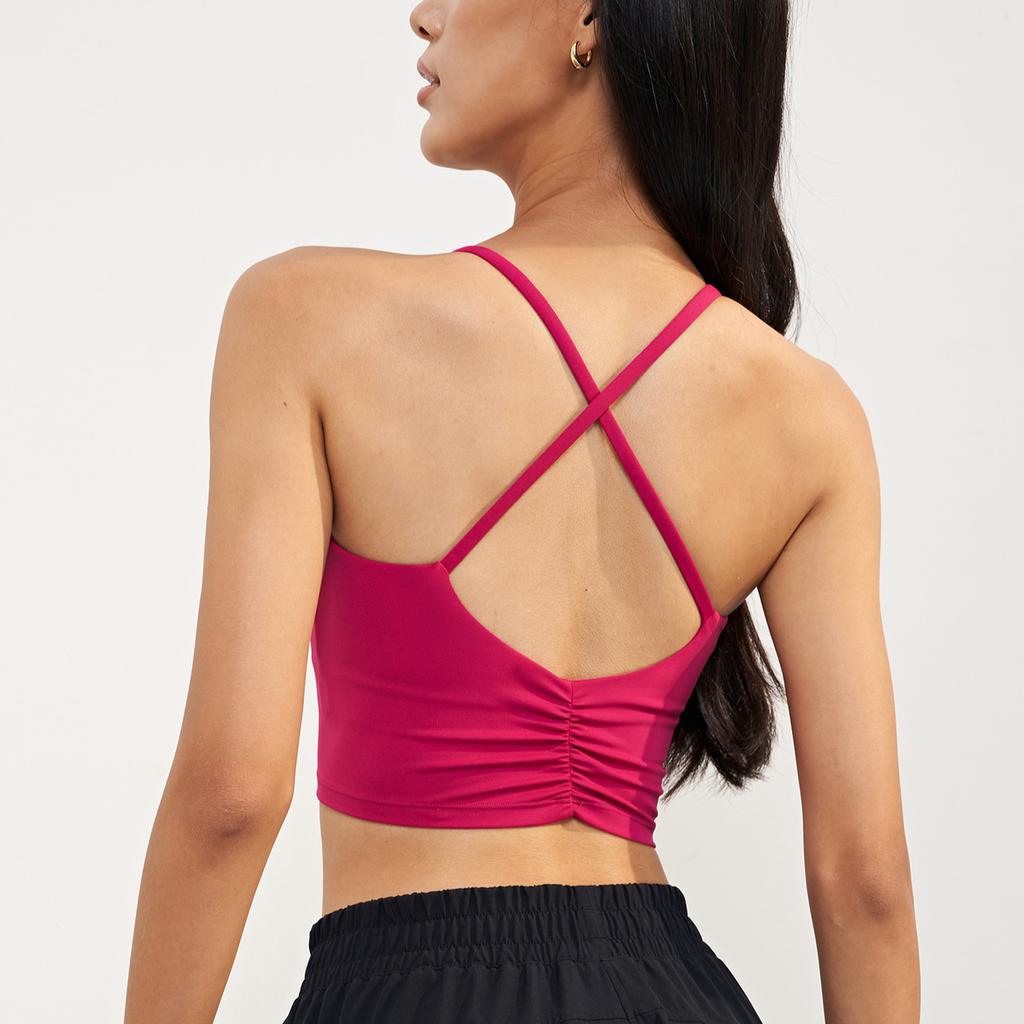 Women Comfortable Spring and Summer Longline Sports Running Bra Thin Strap Removable Pads Yoga Fitness Vest