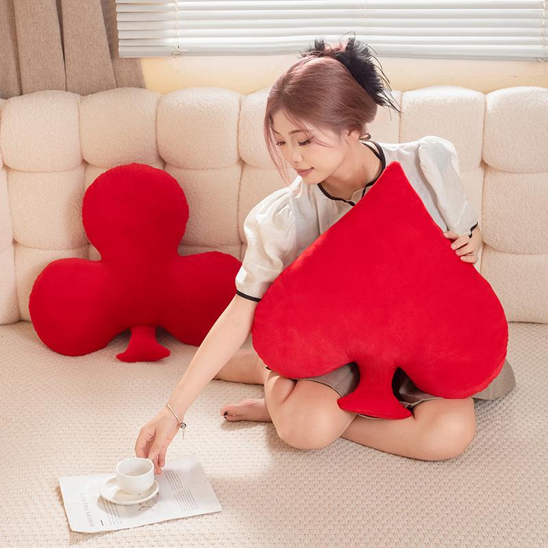 Squishy Down Cotton Stuffed Poker Plush Pillow Soft Red Black Spade Diamond Heart Club Back Support Sofa Chair Bed Decor Gift