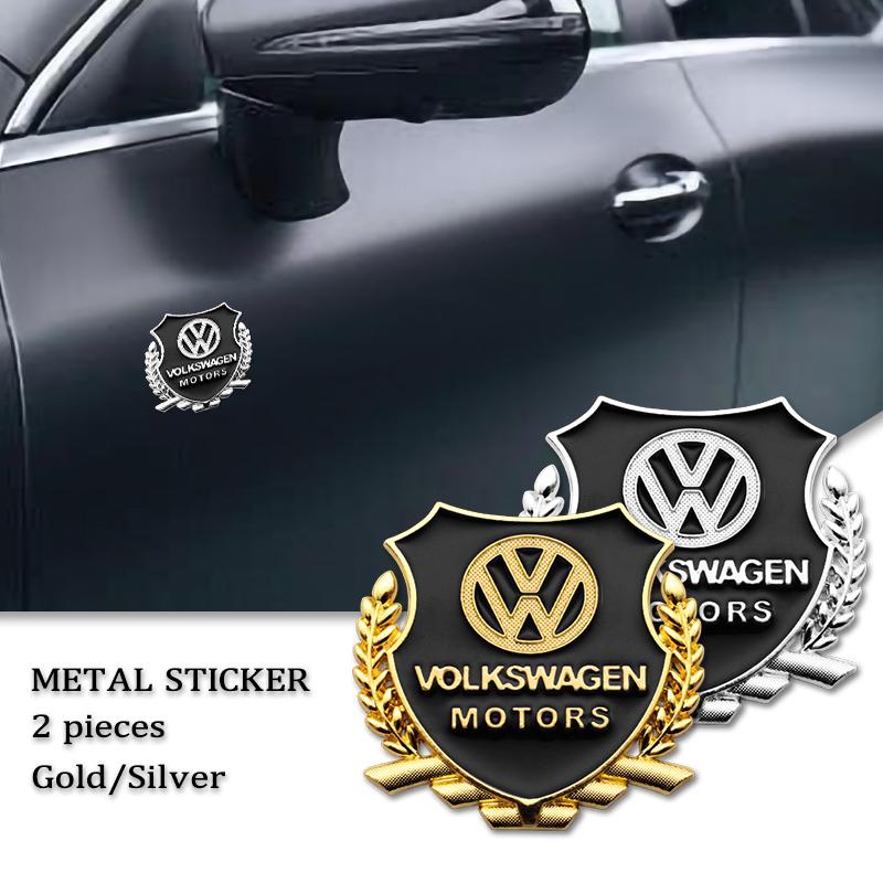 For Volkswagen B1 2Pc 3D Metal Badge Sticker Car Window Decoration Sticker Accessories For Volkswagen VW GTI Golf Polo Tiguan Passat Touareg Jetta