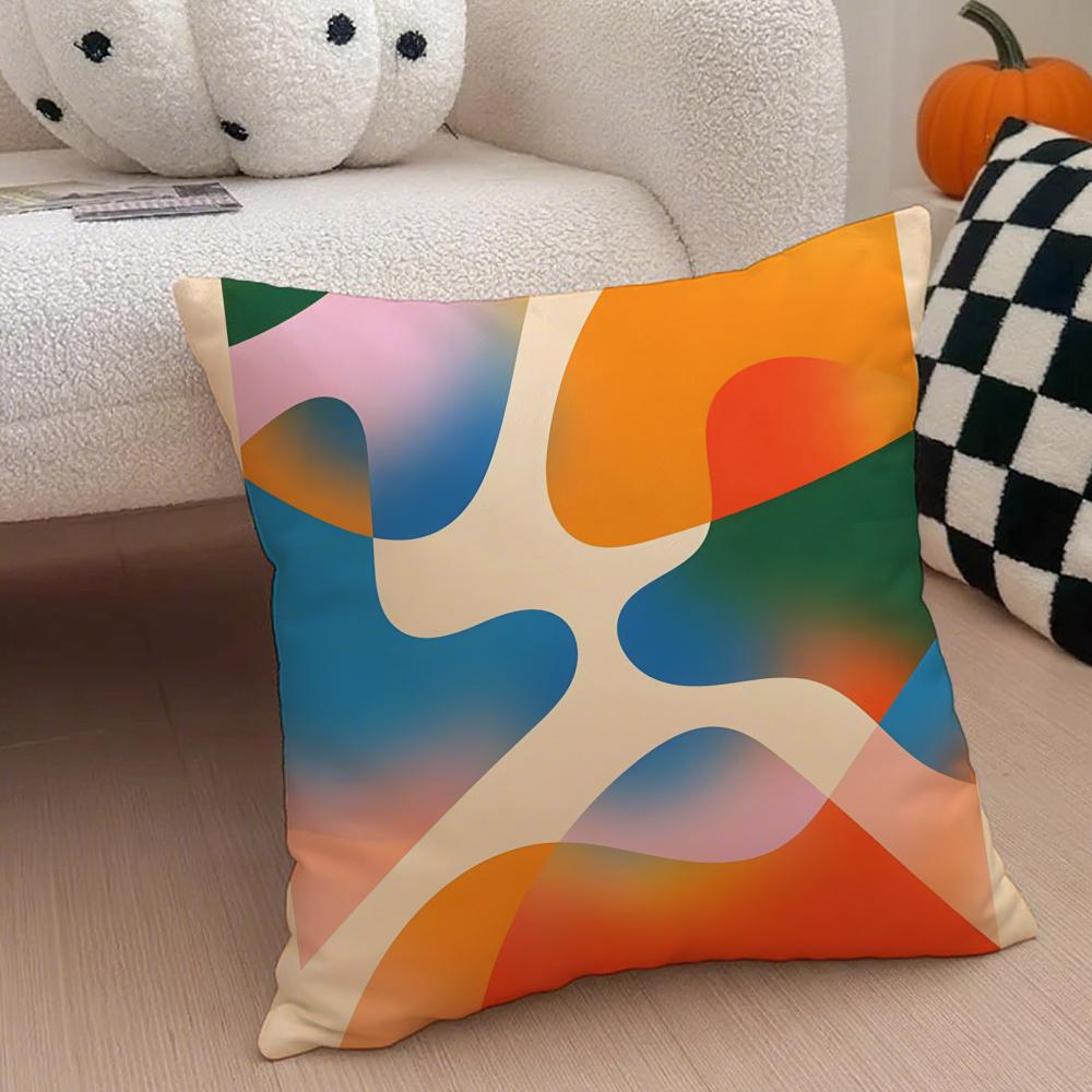 Abstraktes Geometrisches Muster Kunst Kissenbezug Überwurf-Kissenbezug Verdeckter Knopf Langlebiges Polyester Stuhlkissen